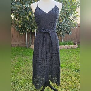 ALI & JAY Black Eyelet Vintage Inspired Midi Dress Size Small NWT